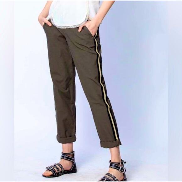 ZADIG & VOLTAIRE Pants Trousers 28 Pomelo Rip Stop Elastic Back Waist Cropped - Picture 1 of 15